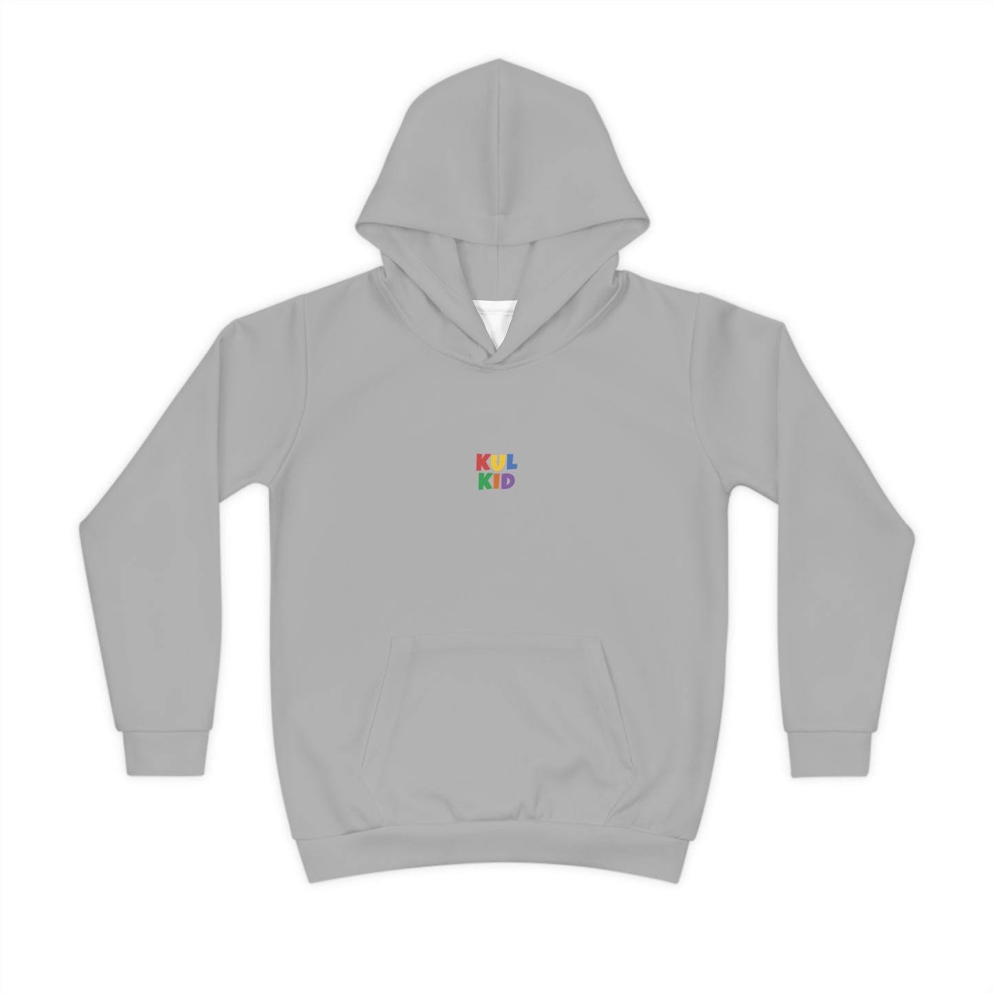 Grå KUL KID hettegenser med brodert logo i front.