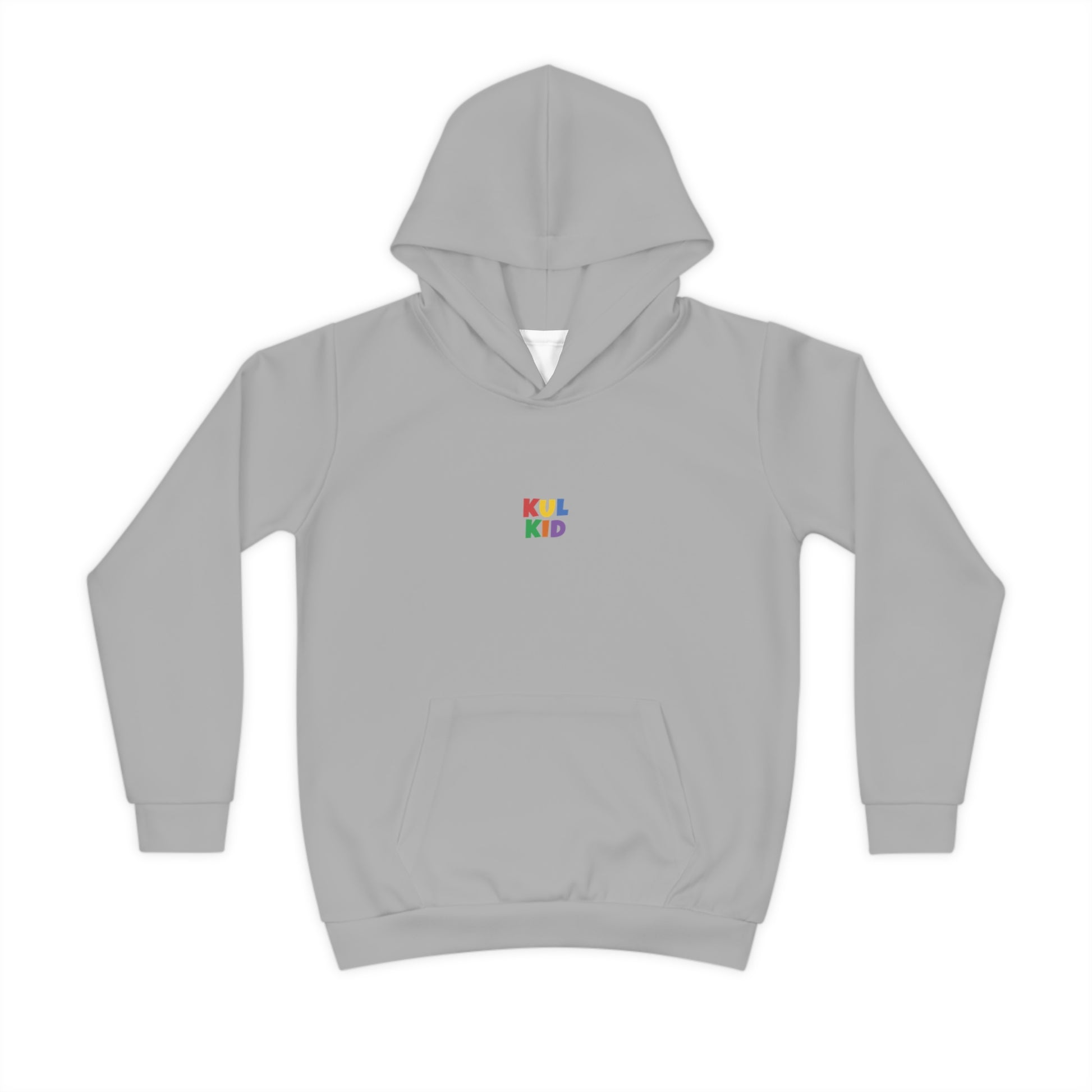 Grå KUL KID hettegenser med brodert logo i front.