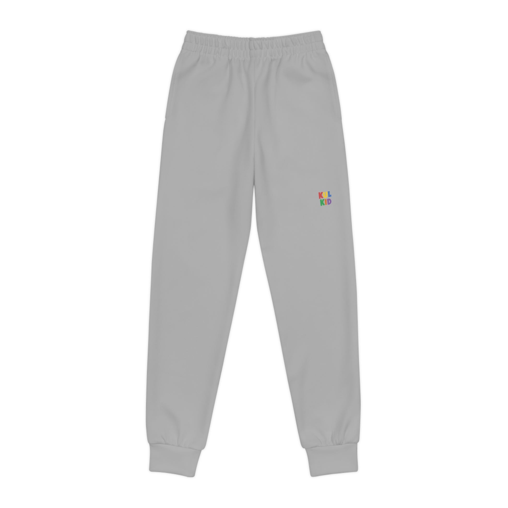 Grå KUL KID joggebukse med brodert logo foran.