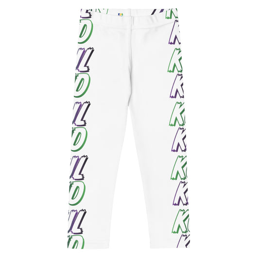 Hvite KUL KID leggings med grønn Smash-stripe-design på sidene.