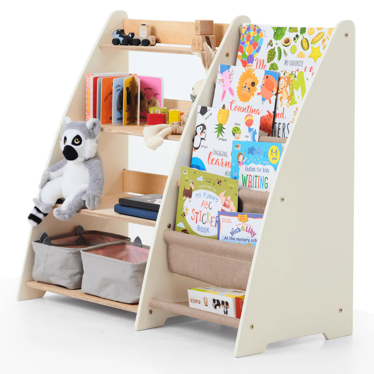 2 i 1 Montessori Hylle For B ker Og Leker KUL KID 2-i-1-montessori-hylle-for-b-ker-og-leker-kul-kid