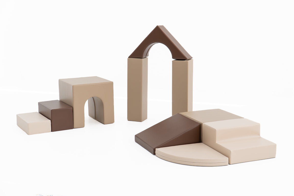 Bygge- og klatresett i skum - Alma (10 deler) – Nordic mix beige