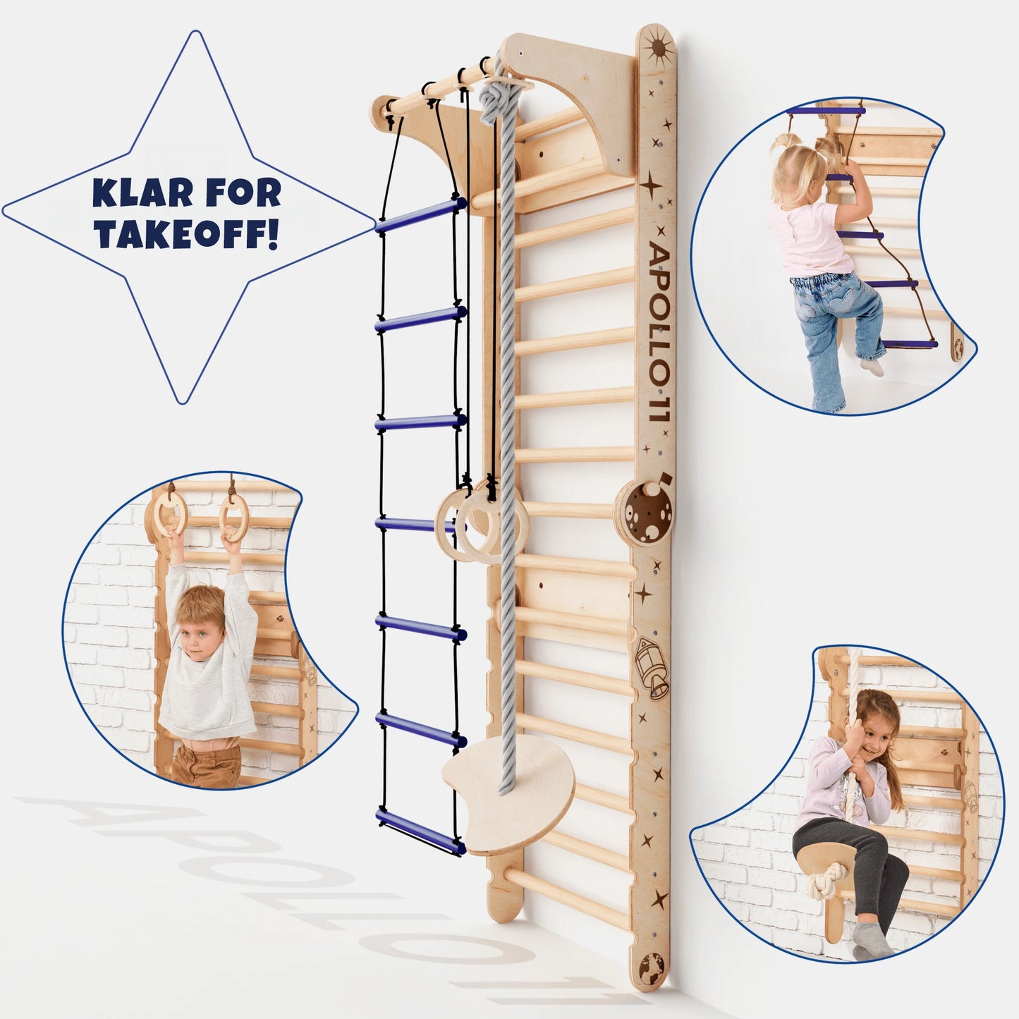 8-i-1 Apollo klatrevegg med huske og sklie