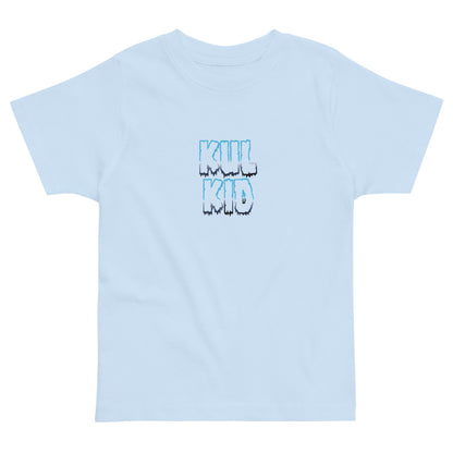 Lyseblå barne-t-skjorte med KUL KID Frost-logo i hvitt trykk.